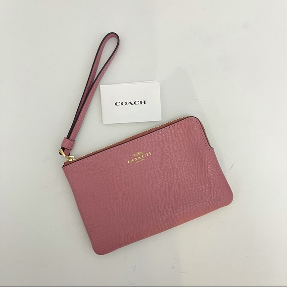 Coach Light Pink / True Pink Corner Zip Wristlet New With Tag - Picture 3 of 13